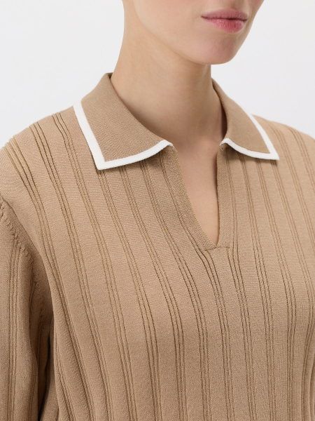 Пуловер в рубчик Conso, цвет: бежевый/молочный, KPM 260733 - бежевый/молочный купить онлайн