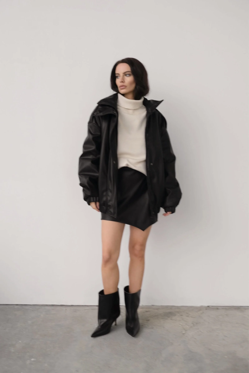 Бомбер из эко кожи MINI, цвет: Черный, НФ-00000309 купить онлайн