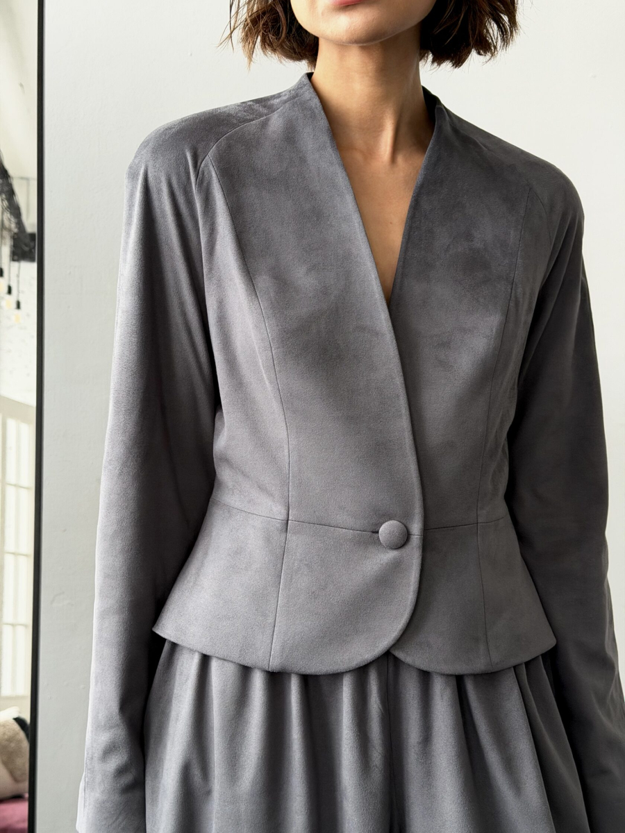 Жакет из замши GARCHIT, цвет: серый, GARZamJakBr купить онлайн