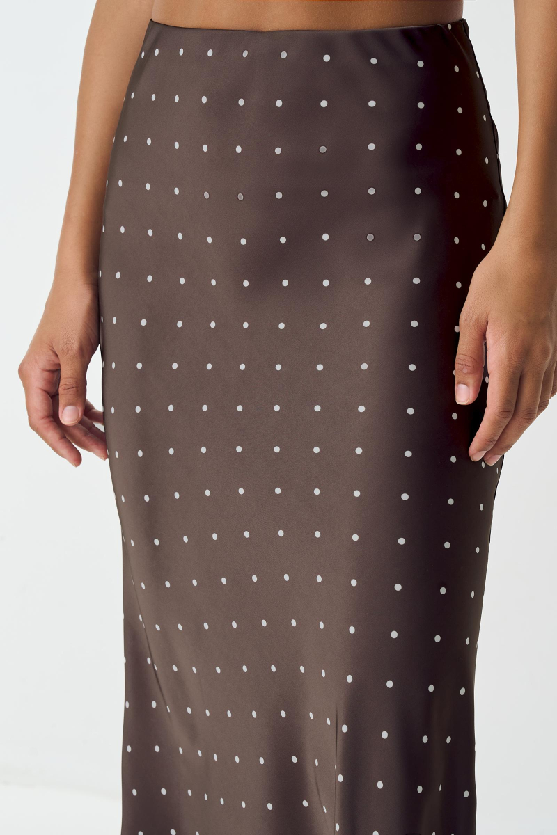 Юбка миди из сатина в горох