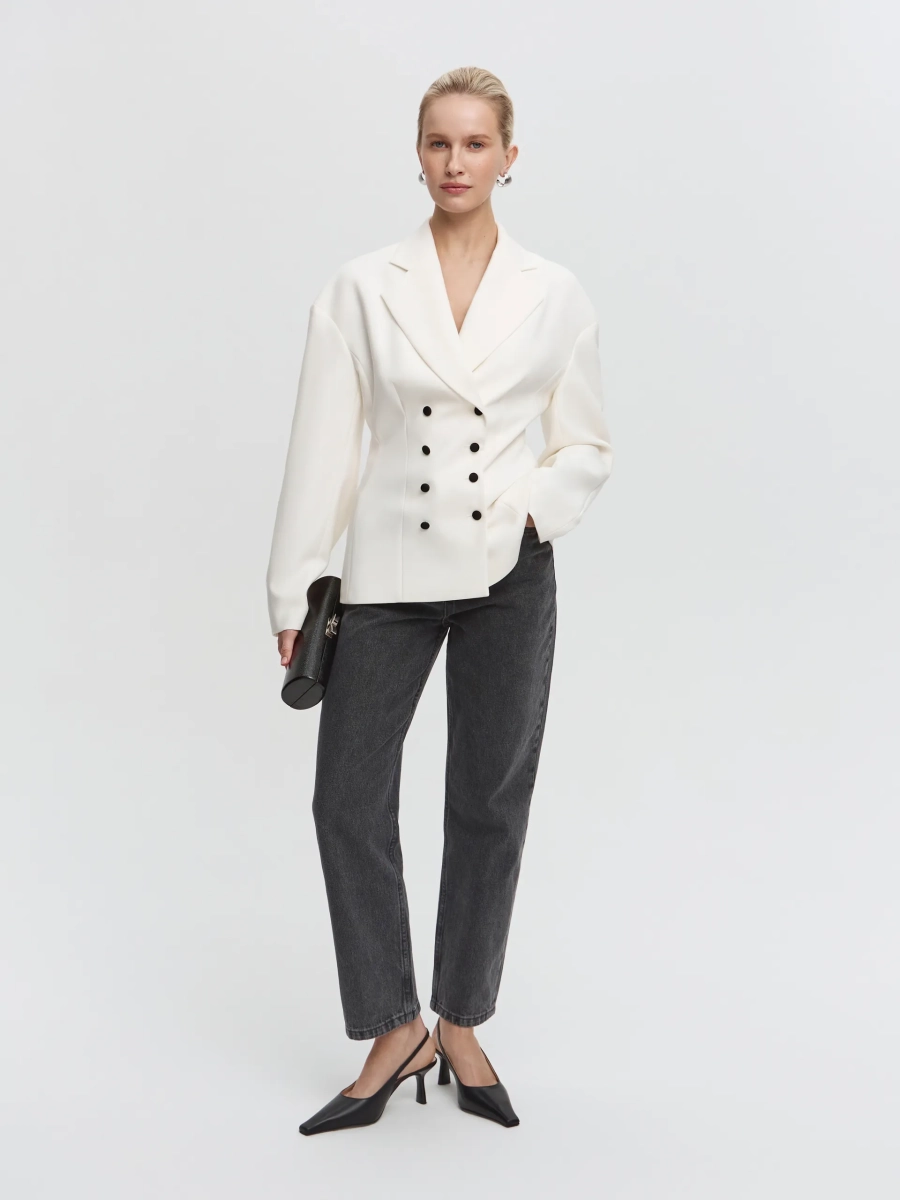 Джинсы с высокой посадкой ANNA PEKUN, цвет: серый,  купить онлайн