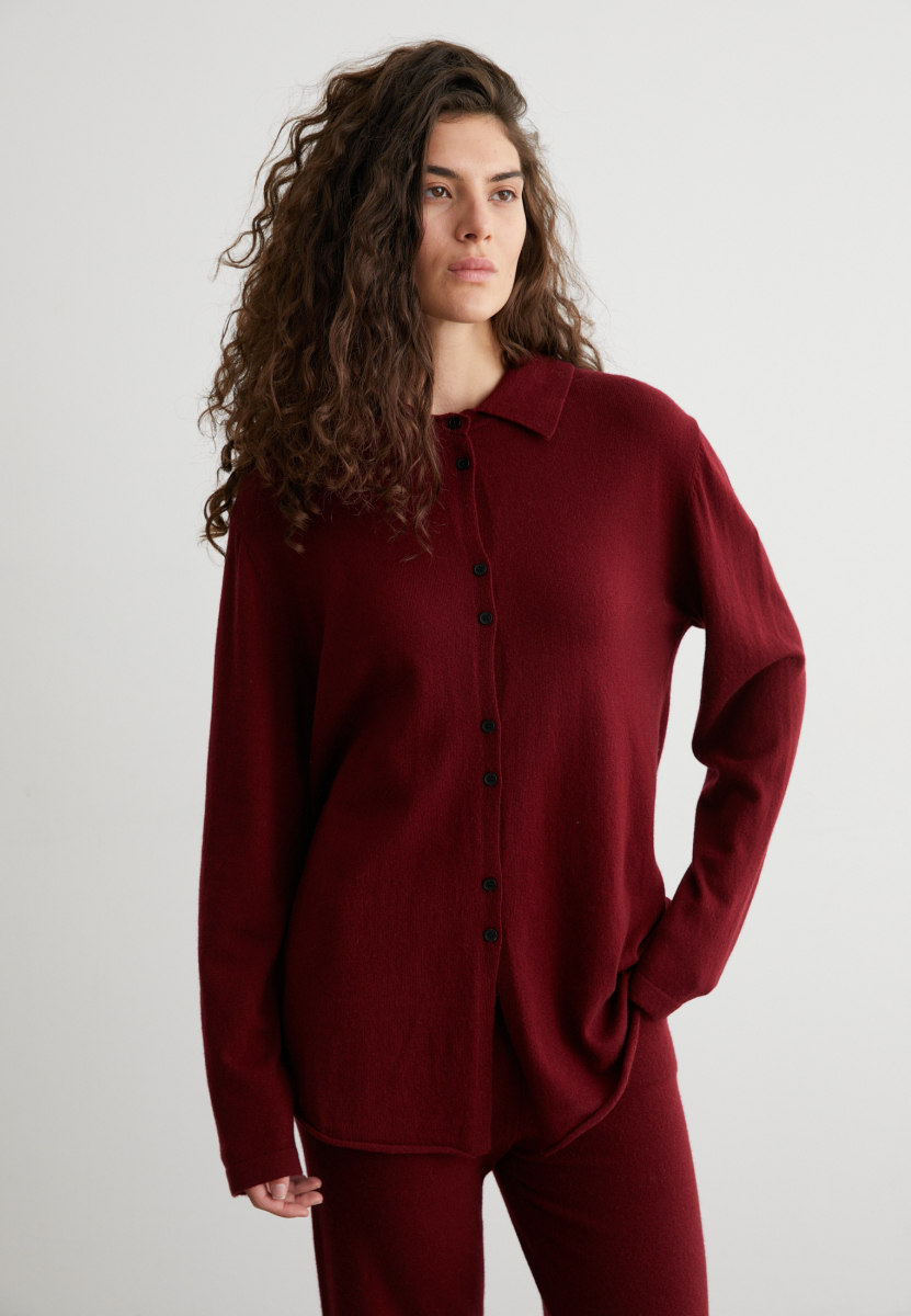 Рубашка трикотажная (шерсть) Marou, цвет: Бордовый, Mar3_2407 купить онлайн