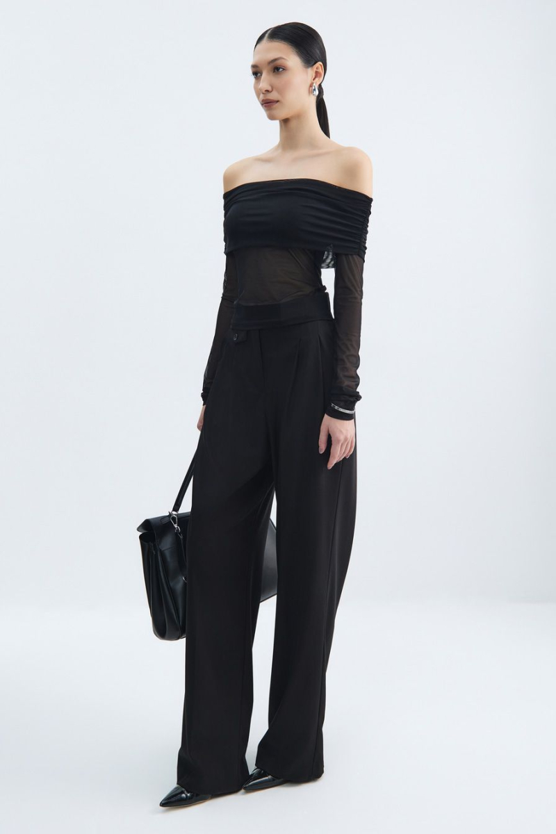 Блуза с открытыми плечами TOPTOP, цвет: Черный, TT.020.17121.900.02525 купить онлайн