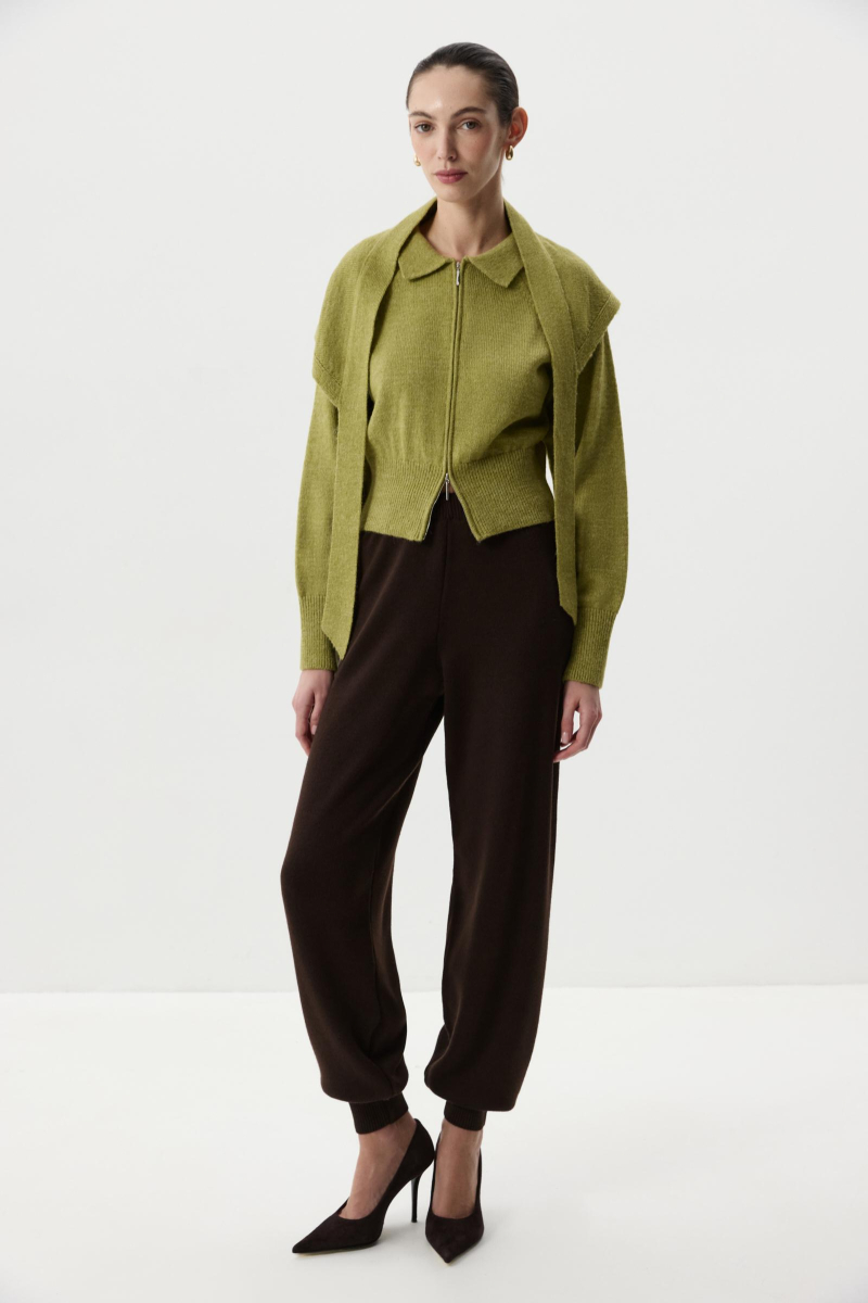 Кардиган на молнии с шерстью альпаки Charmstore, цвет: оливковый,  купить онлайн