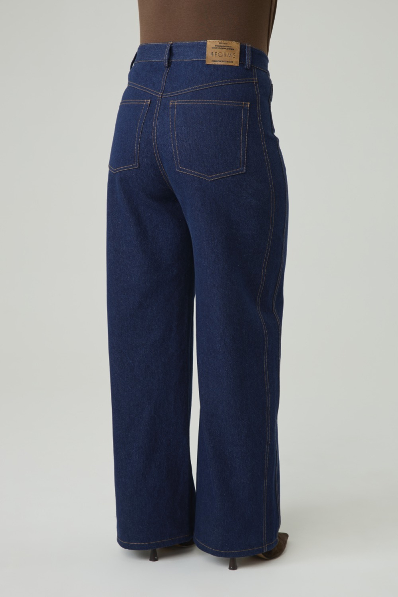 Джинсы Wide leg со вставками 4forms, цвет: темно-синий, 68012 купить онлайн