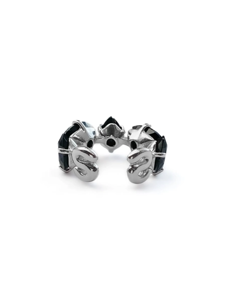 Серебряная серьга-кафф "Black" с черным агатом SBLESKOM, цвет: серебро, 11836 купить онлайн