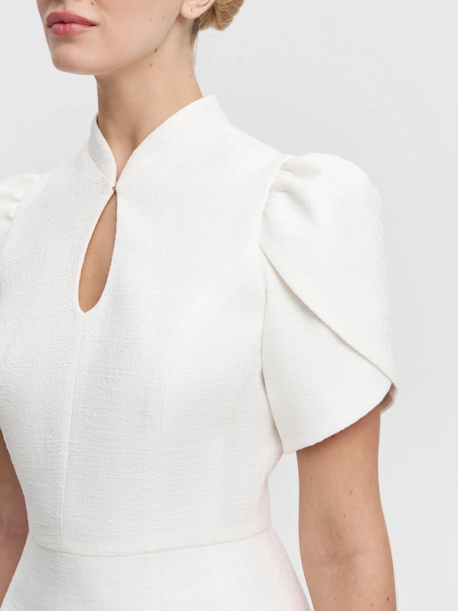 Платье-мини из твида ANNA PEKUN, цвет: белый,  купить онлайн