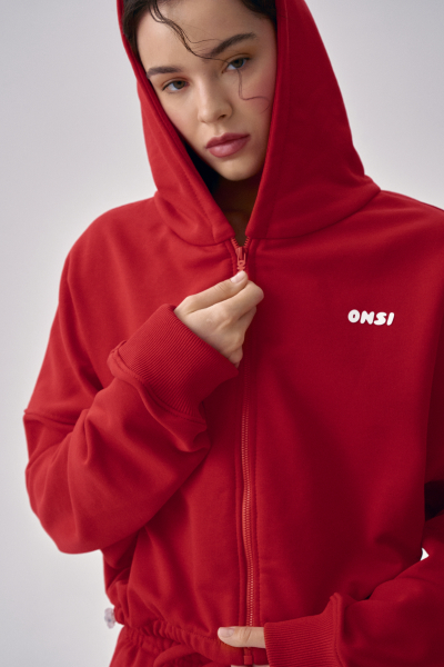 Худи укороченное ONSI, цвет: красный,  купить онлайн
