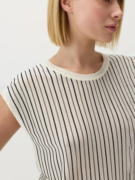 Джемпер женский короткий рукав Conso, цвет: молочный/черный, KJS 260754 - молочный/черный купить онлайн