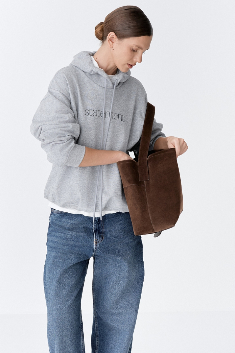 Сумка шоппер из натуральной замши Ricoco, цвет: темно-коричневый bag3/5 купить онлайн