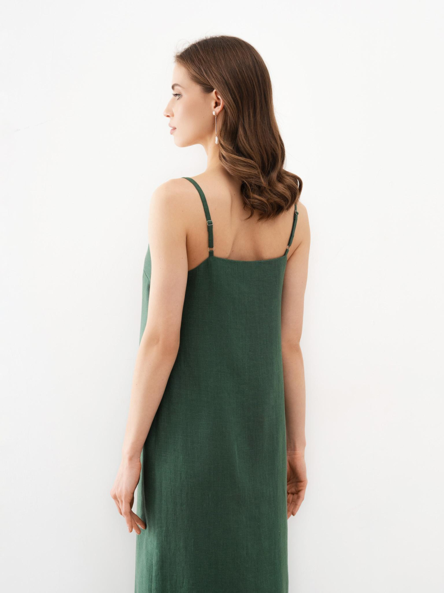 Платье на бретелях Emerald PURE LINEN, цвет: зеленый  купить онлайн