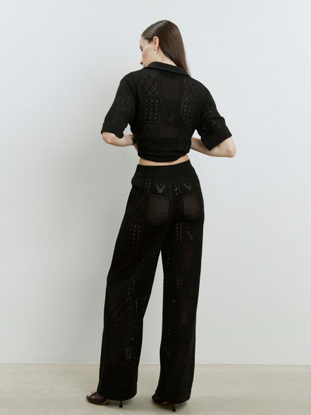 Брюки ажурные из хлопка AROUND, цвет: Черный, 282_52CA01 купить онлайн