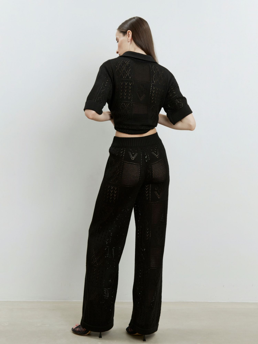 Брюки ажурные из хлопка AROUND, цвет: Черный, 282_52CA01 купить онлайн