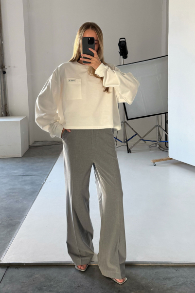 Лонгслив укороченный с карманом WHITE Label .B, цвет: WHITE,  купить онлайн