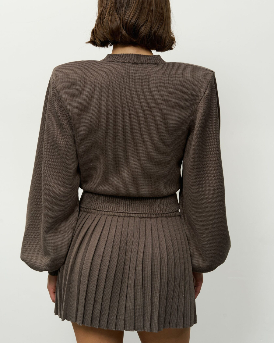 Вязаный костюм с короткой юбкой YONSRU, цвет: темно-серый, 828 купить онлайн