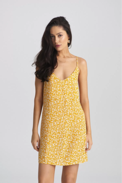 Платье мини на регулируемых бретелях Floral Yellow