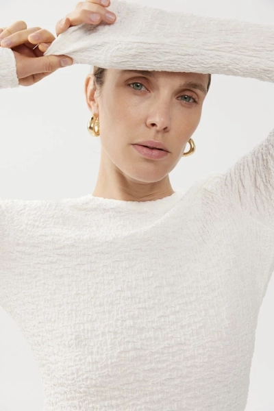 Лонгслив из фактурного хлопка Daisyknit, цвет: белый,  купить онлайн