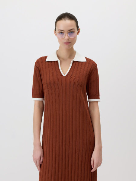 Платье с воротником-поло Conso, цвет: терракотовый/молочный, KDL 260731 - терракотовый/молочный купить онлайн