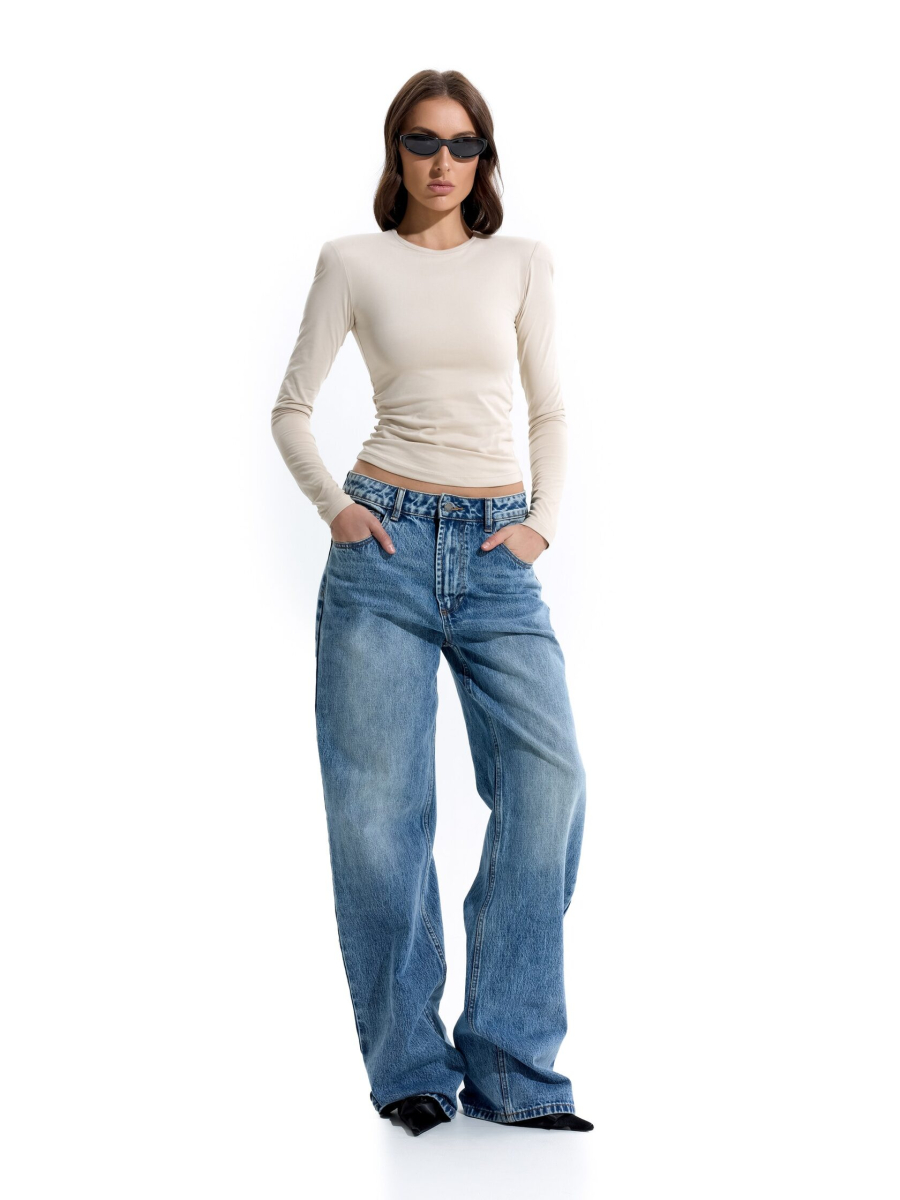 Лонгслив из вискозы с объемными плечами ANOTHER SELECT, цвет: бежевый, 00158 купить онлайн