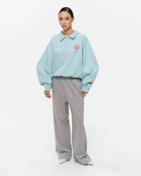 Свитшот-поло YONSRU, цвет: голубой,  купить онлайн