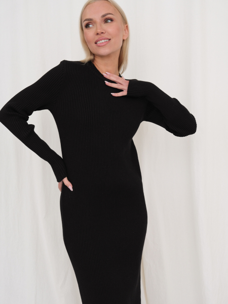 Платье трикотажное по фигуре с длинным рукавом MINI, цвет: Черный, НФ-00000137 купить онлайн