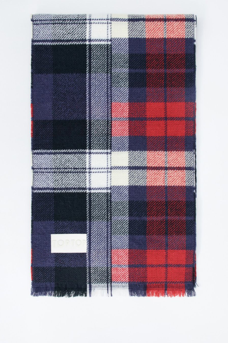 Шарф с принтом «клетка» TOPTOP, цвет: синий с принтом TT.607.16556.621 купить онлайн