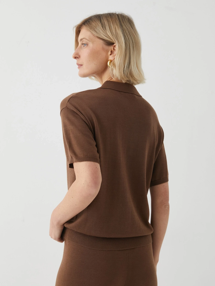 Поло вязаное Marou, цвет: коричневый, Mar_26021403 купить онлайн
