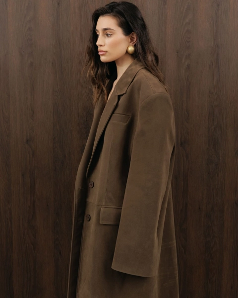 Замшевый плащ YONSRU, цвет: коричневый,  купить онлайн