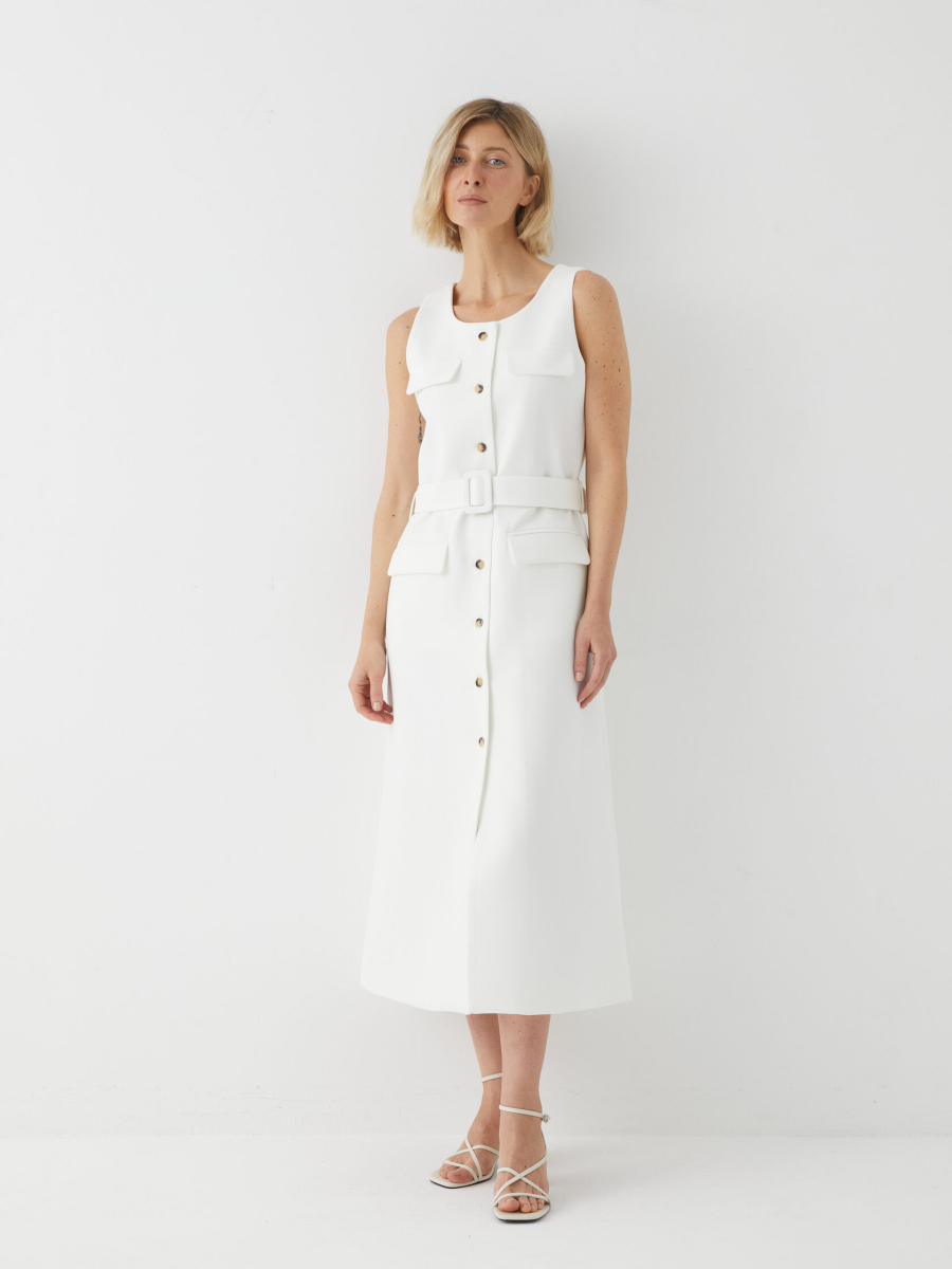 Длинное платье на пуговицах Marou, цвет: белый, Mar_26020909 купить онлайн