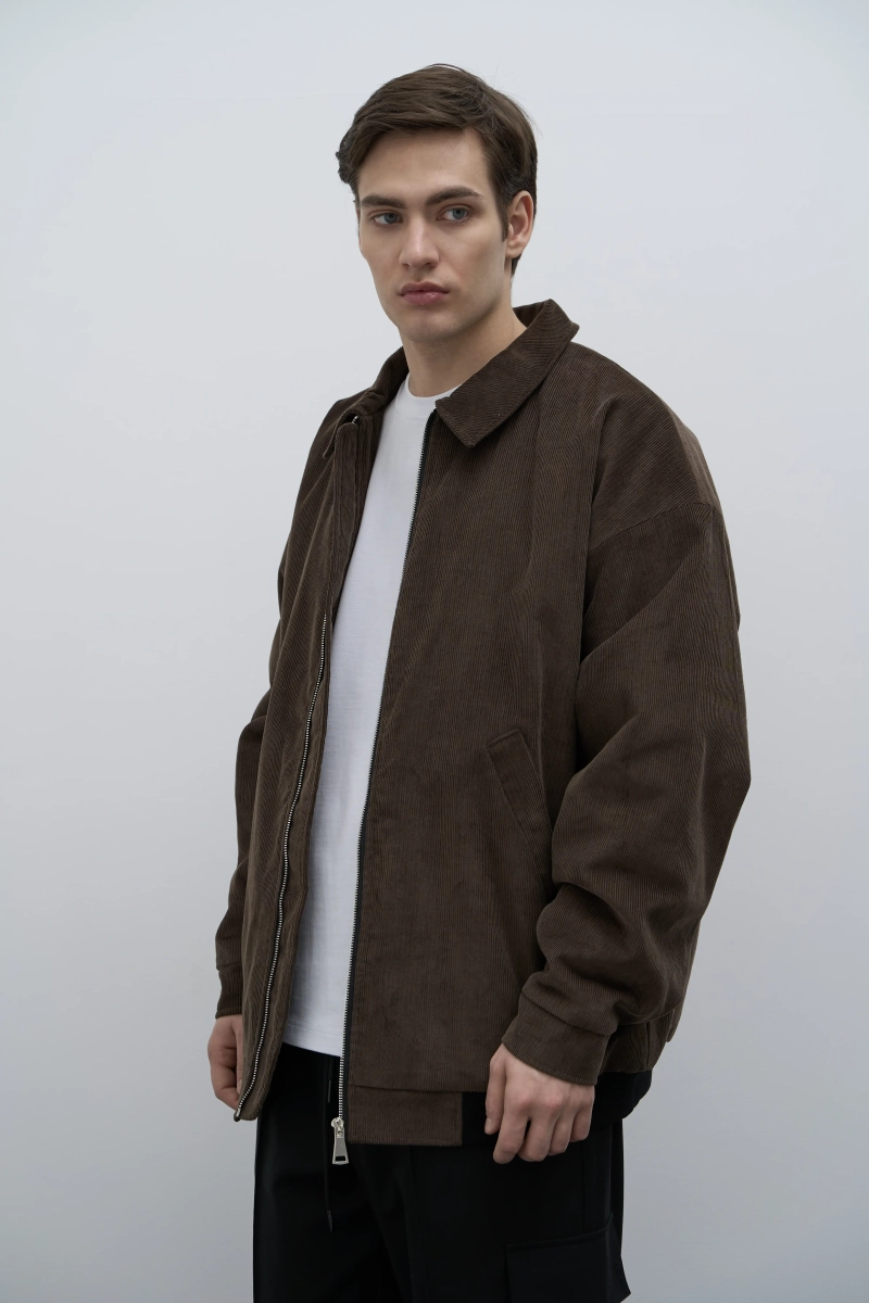 Куртка-бомбер Cotton Velvet из итальянского вельвета с утеплителем BUCHNER, цвет: коричневый, CO0123007BL купить онлайн
