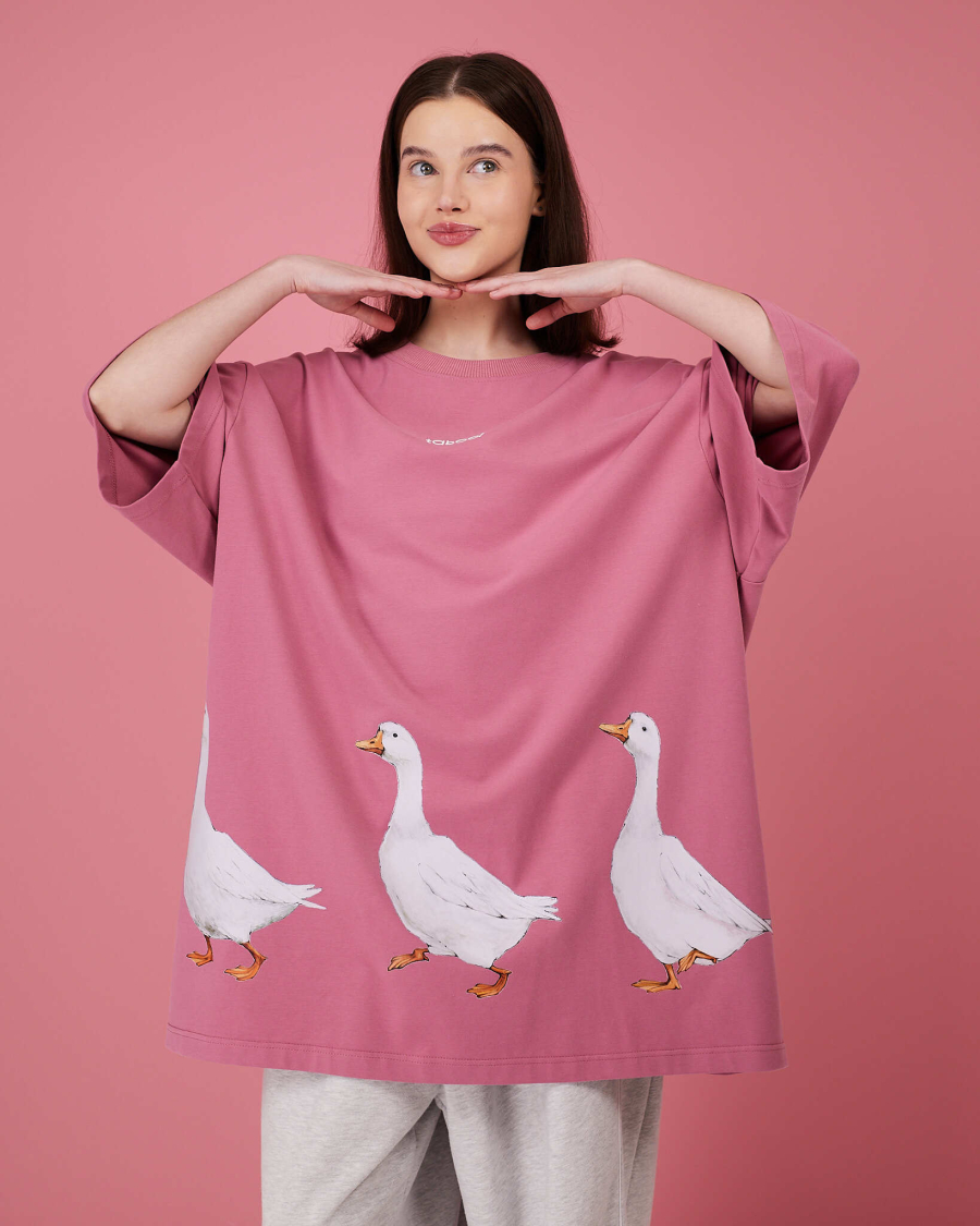 Футболка Гусиный хоровод TABOO, цвет: пыльно-розовый, THround купить онлайн