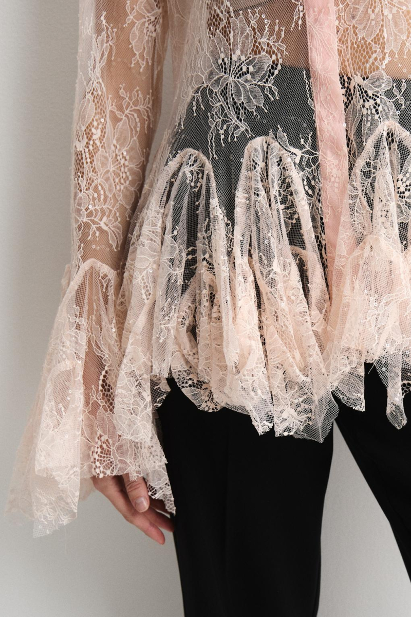 Блузка с кружевом ENEVOO, цвет: розовый 06947 |трендовая новинка купить онлайн