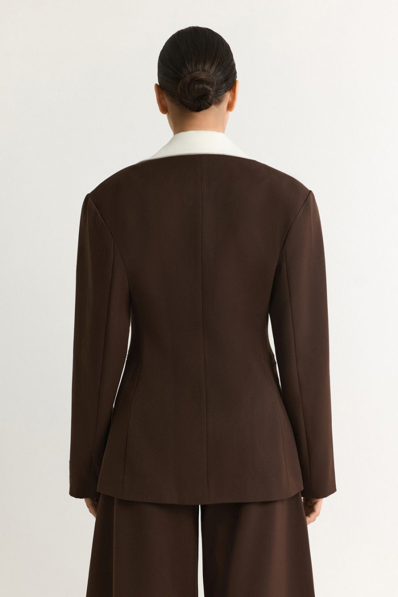 Жакет с контрастным воротником TOPTOP, цвет: коричневый, TT.060.19435.700 купить онлайн