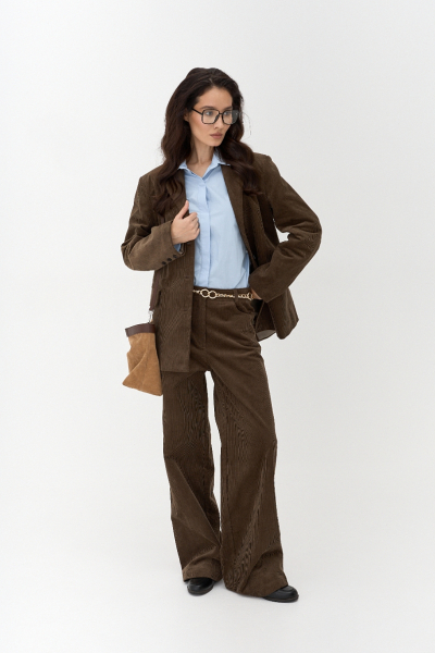 Жакет из вельвета однобортный Ricoco, цвет: оливковый, 4069/4 купить онлайн