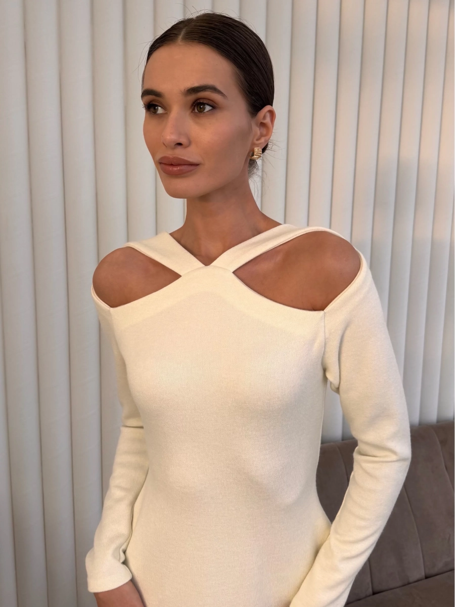 Платье миди с вырезами I.B.W., цвет: молочный, JE058 купить онлайн