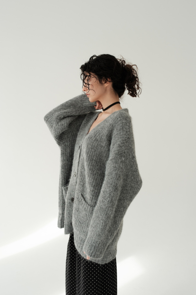 Кардиган из шерсти НИ ИМЕНИ, НИ ПОХОЖИХ, цвет: серый, 00-00000377 купить онлайн