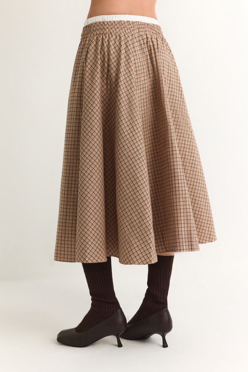 Юбка из 100% хлопка TOPTOP, цвет: коричневый с принтом, TT.071.18818.701 купить онлайн