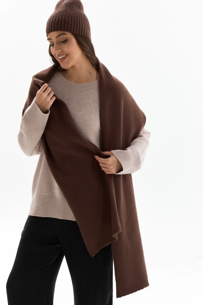 Шарф базовый с шерстью Ricoco, цвет: коричневый 6085/5 купить онлайн