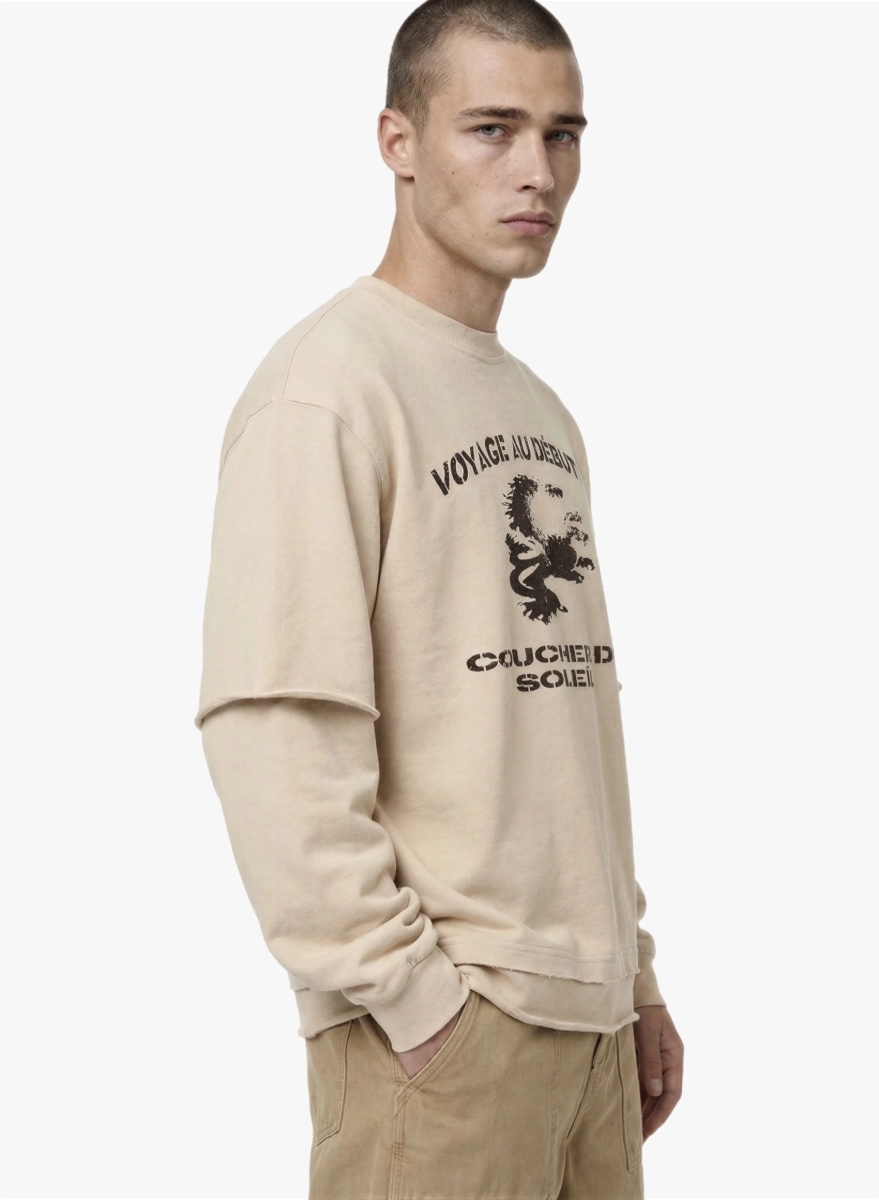 Лонгслив с двойным рукавом F | ABLE, цвет: бежевый, LNGSLV-FBL-LNT-BG купить онлайн