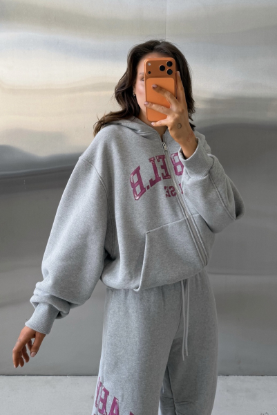 Худи на молнии Label .B, цвет: серый,  купить онлайн