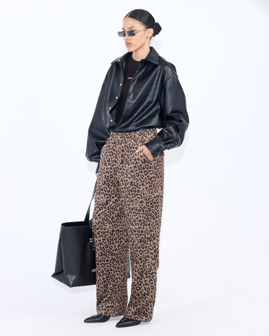 Брюки свободные леопардовые ASIA ST 71, цвет: коричневый, Ast71.pants-Leo-brown купить онлайн