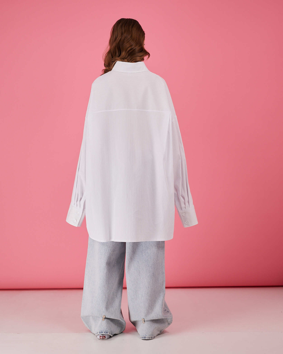 Рубашка макси оверсайз #25 TABOO, цвет: белый с голубым, Rub25 купить онлайн