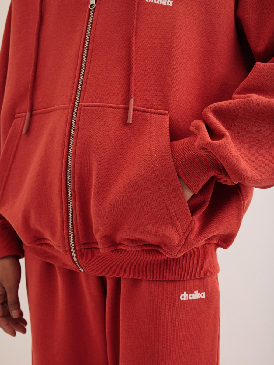 Худи из футера на молнии Chaika, цвет: красный, AW25HO03-60 купить онлайн