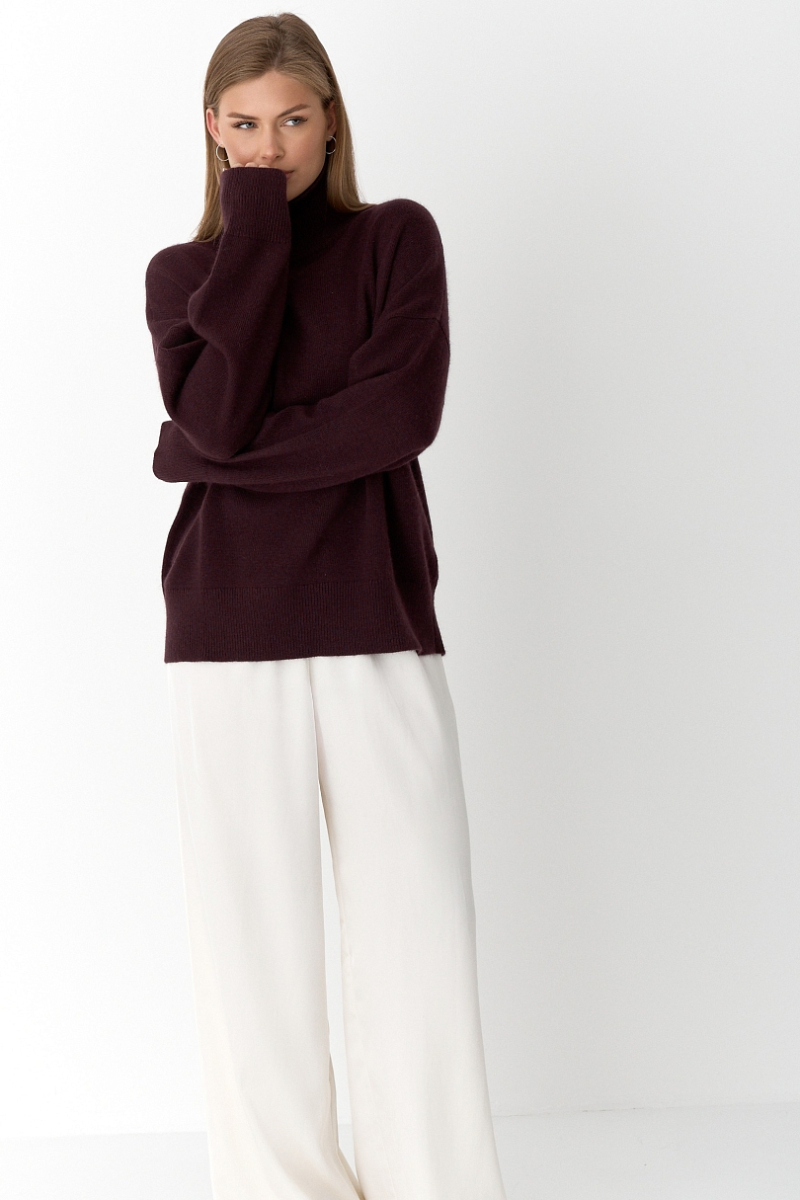 Свитер с широкими рукавами с ангорой Ricoco, цвет: баклажановый, 5032/5 купить онлайн