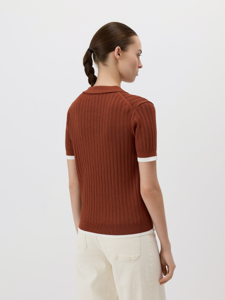 Пуловер в стиле поло Conso, цвет: терракотовый/молочный, KPS 260732 - терракотовый/молочный купить онлайн