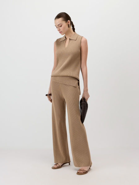 Прямой топ с разрезами Conso, цвет: бежевый, KM 260736 - бежевый купить онлайн