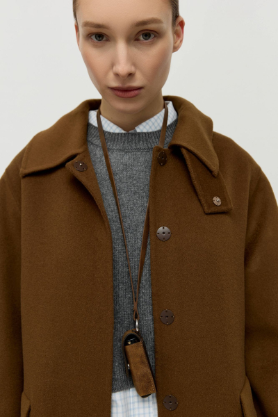 Пальто из шерсти мериноса AROUND, цвет: коричневый, 210_72M48 купить онлайн