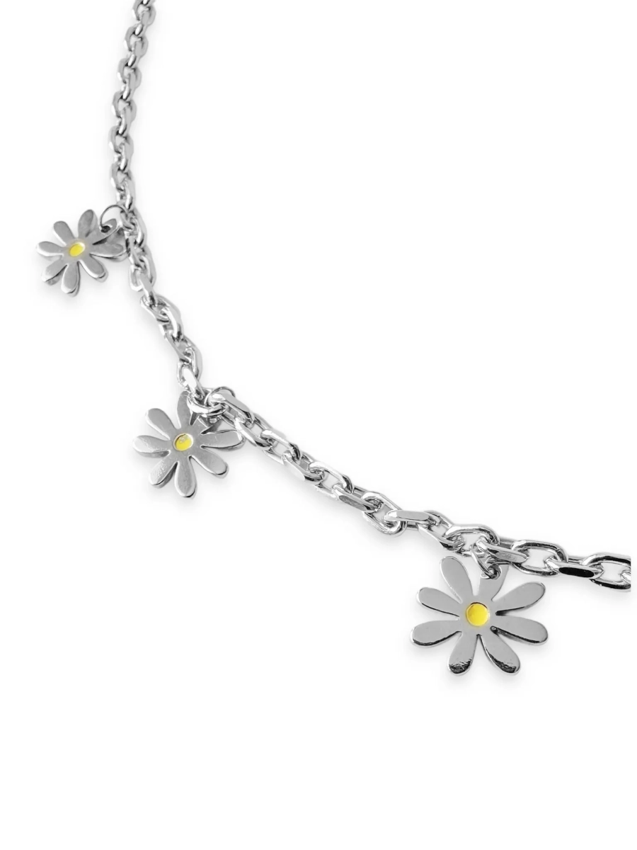 Серебряное колье-чокер «Ромашка» SBLESKOM, цвет: серебро, 12078 купить онлайн