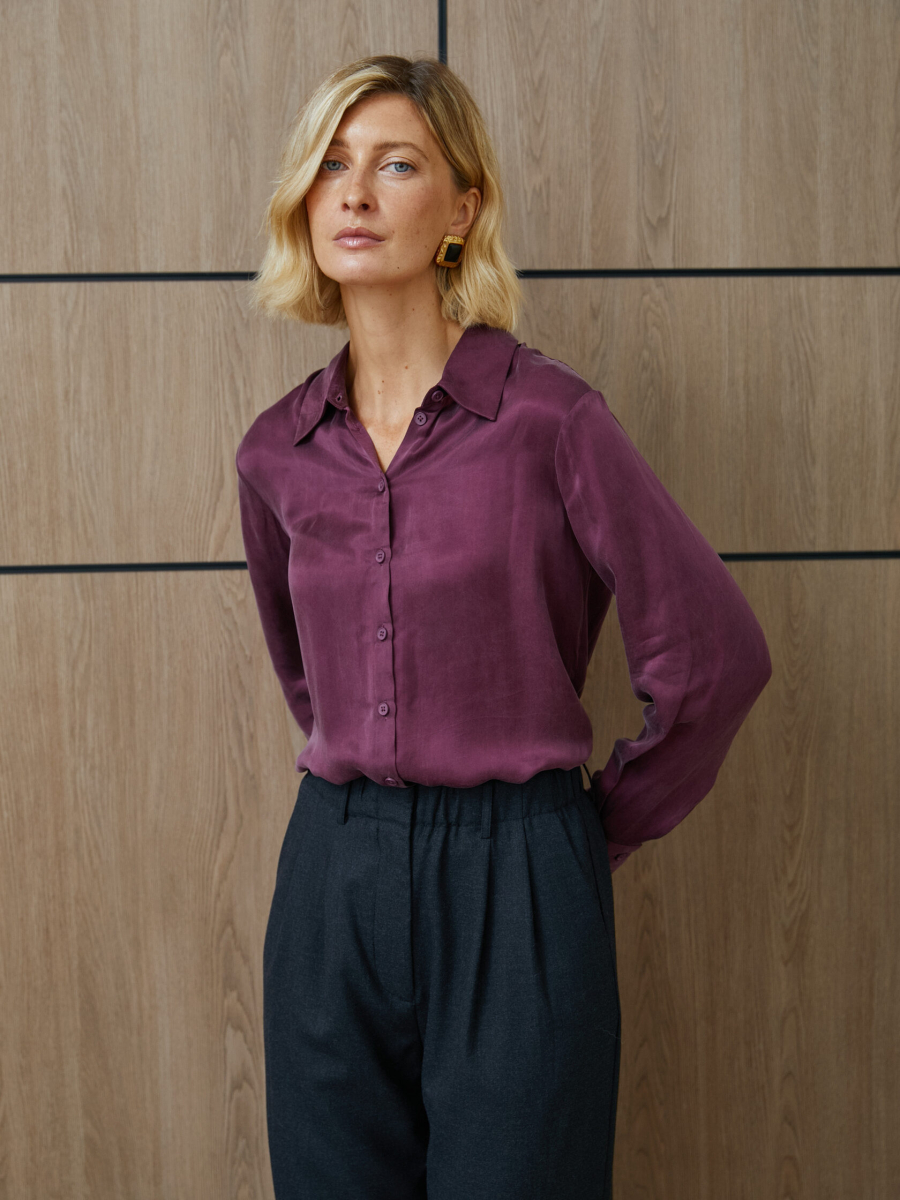 Рубашка Basic (купра) Marou, цвет: Бордовый, Mar3_2604 купить онлайн