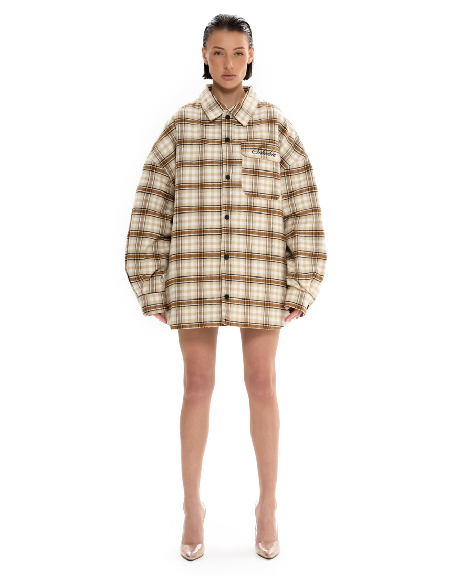 Куртка-рубашка со съемным капюшоном Suborbia, цвет: бежевый/черный, 006827 купить онлайн